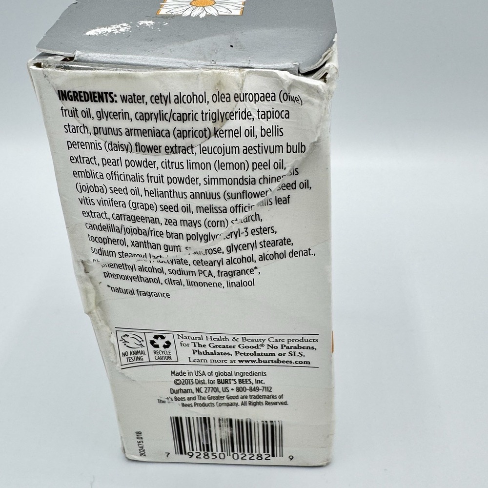 Burt's Bees Brightening Moisturizing Cream Daisy Extract 1.8oz NOS Read - Picture 10 of 14
